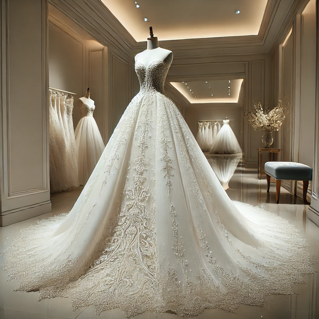 Robe de mariage décolleté brodé avec des pierres swarovski