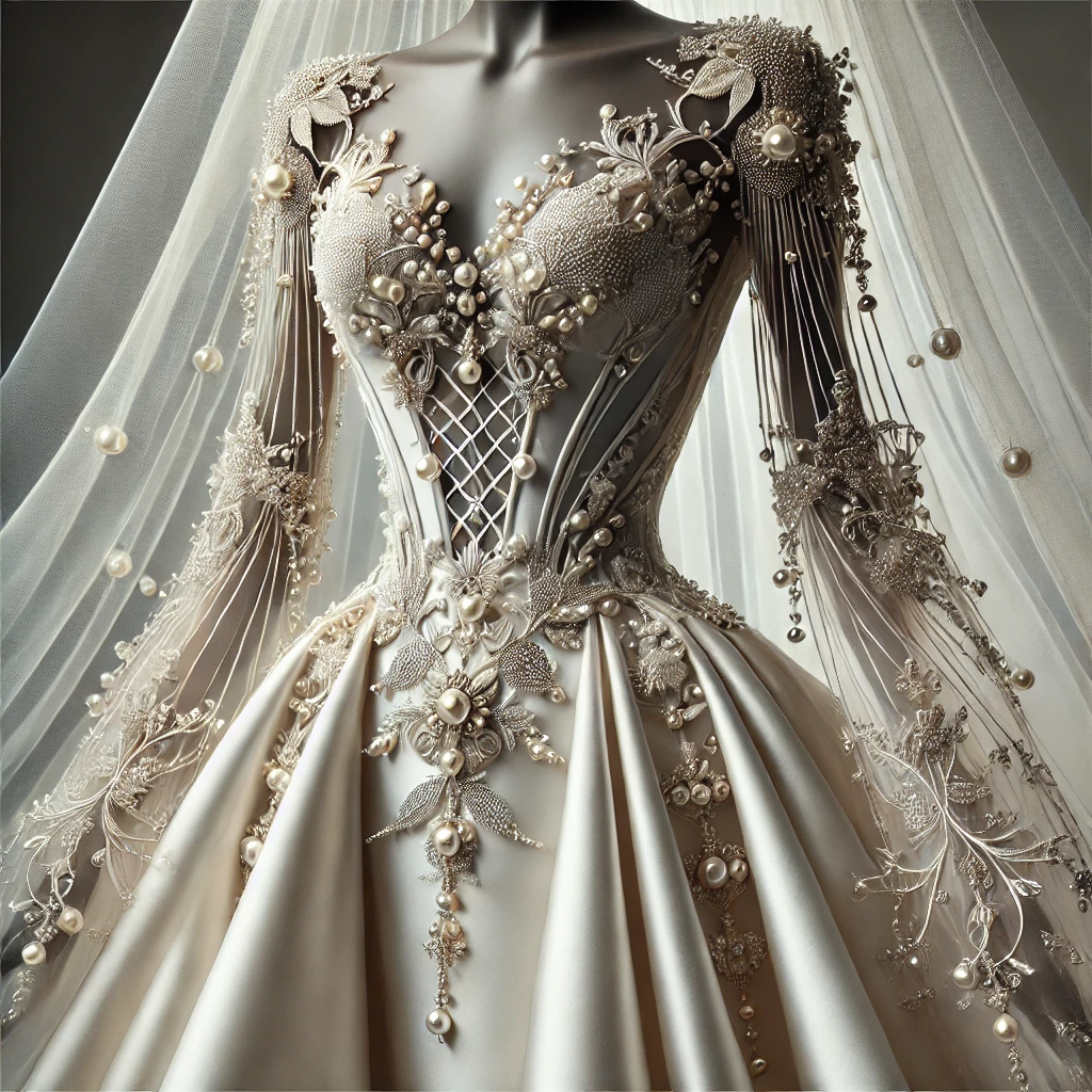 Robe de soie en perle et diamants