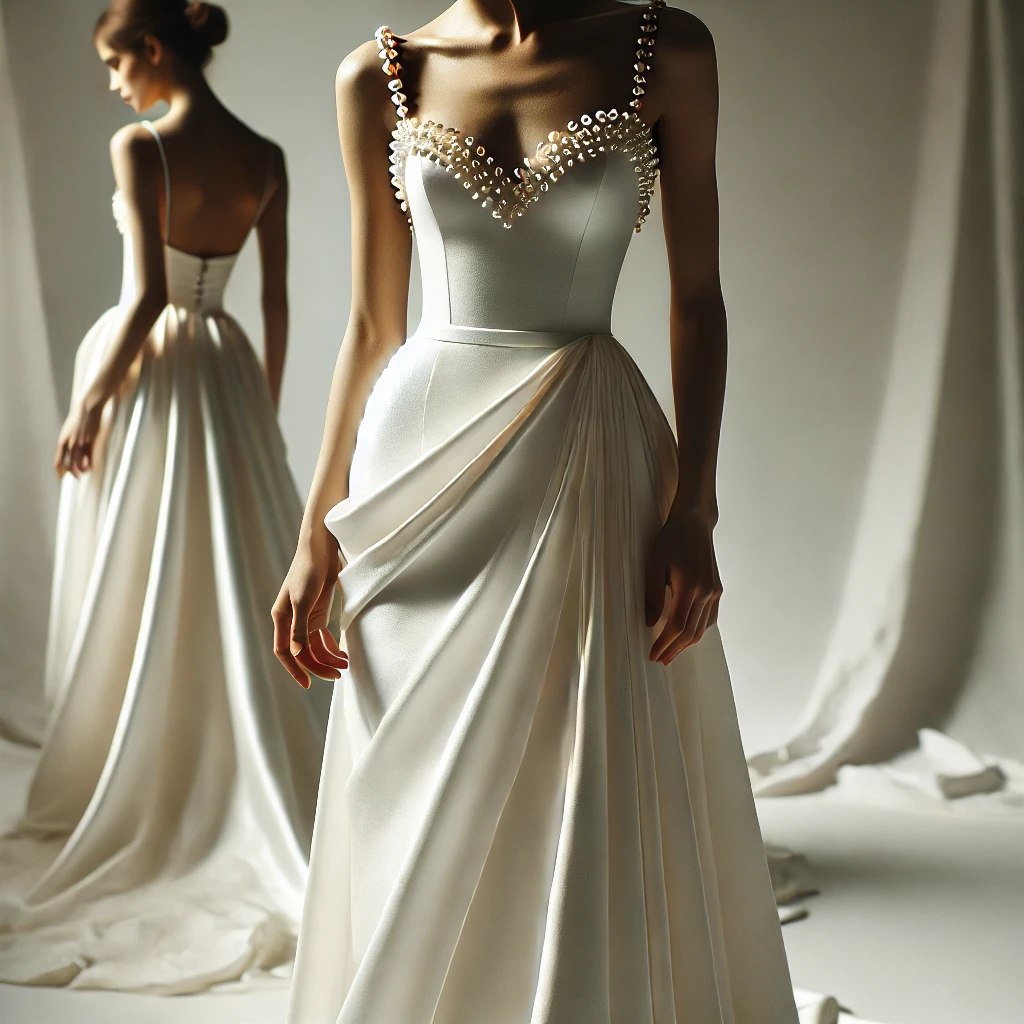 Robe drapé en soie naturel